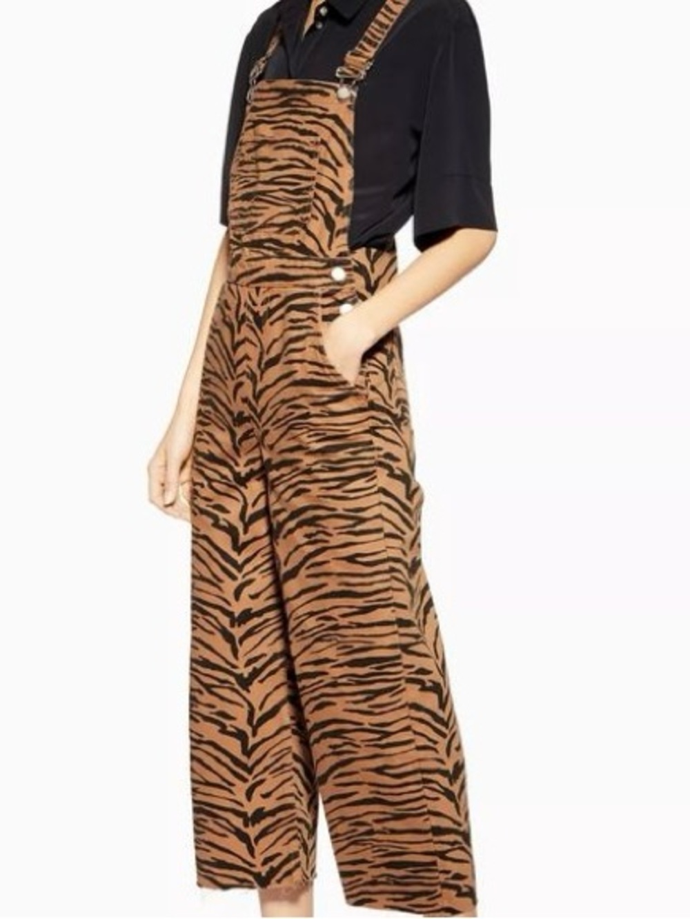 Topshop Zebra Print Wide-Leg Overalls